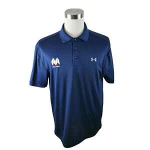 Under Armour Mens Loose Heat Gear Navy Polo Shirt L METRO EXHIBITS